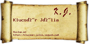 Klucsár Júlia névjegykártya